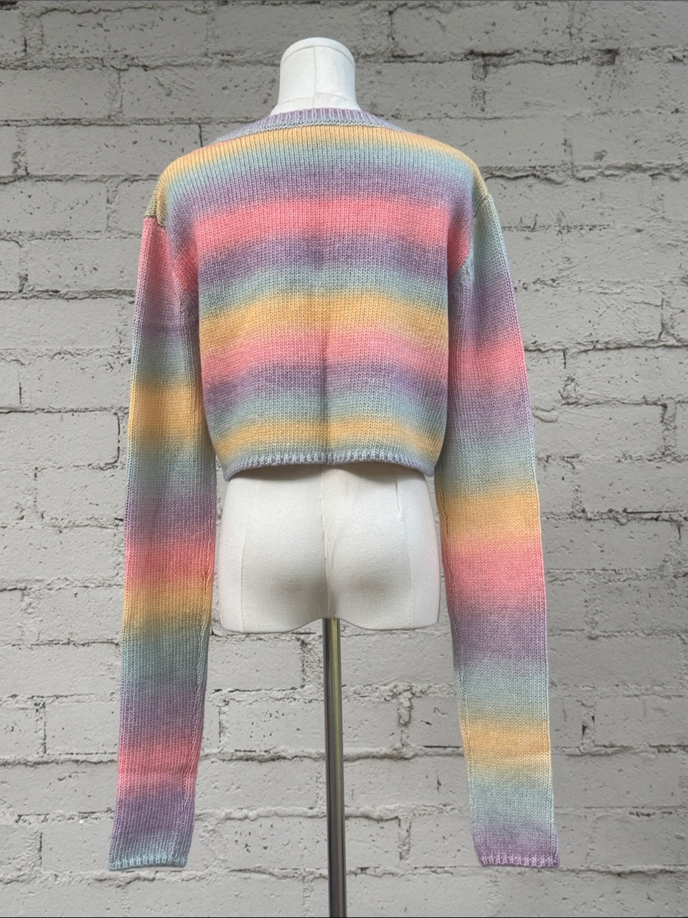 Dolls Kill Sugar Thrillz Rainbow Sadie Hawkins Striped Sweater Size M - Picture 3 of 11